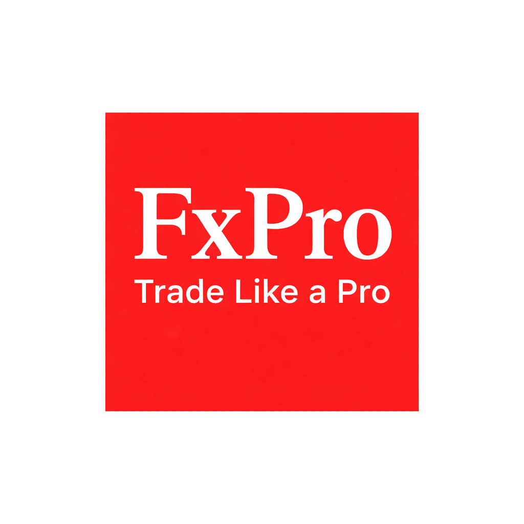 FxPro logo in white on a red background representing the FxPro forex and CFD broker